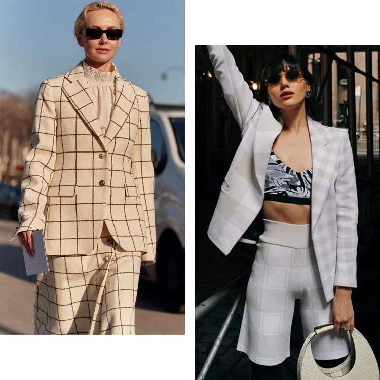 格纹元素西装搭配图,春天格纹西装搭配大全