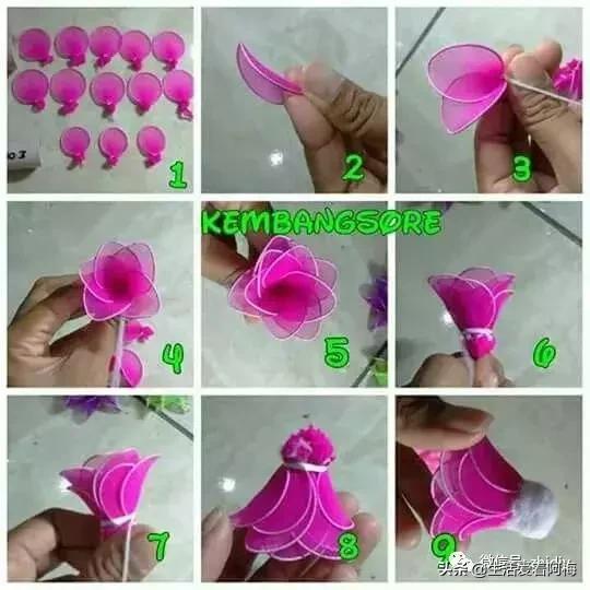 丝袜缠花做法,手工缠丝花朵制作方法