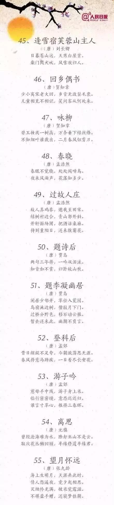 最新小学生1-6年级必背古诗,春季开学古诗