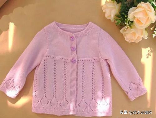 1-3岁从上往下编织开衫铜钱花毛衣,5-6岁女童开衫毛衣编织需要多少针