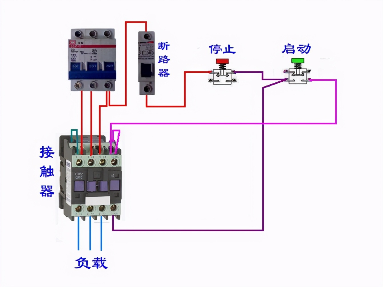 电工接触器控制回路怎么接线整齐,dz108断路器与接触器接线图