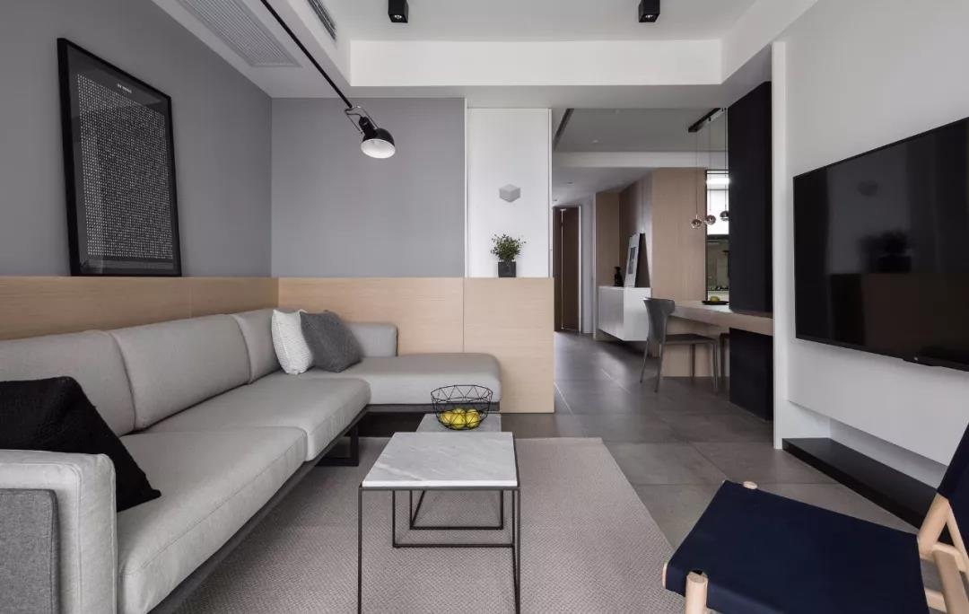 摩卡灰地砖客厅效果图,灰咖色客厅地砖装饰效果