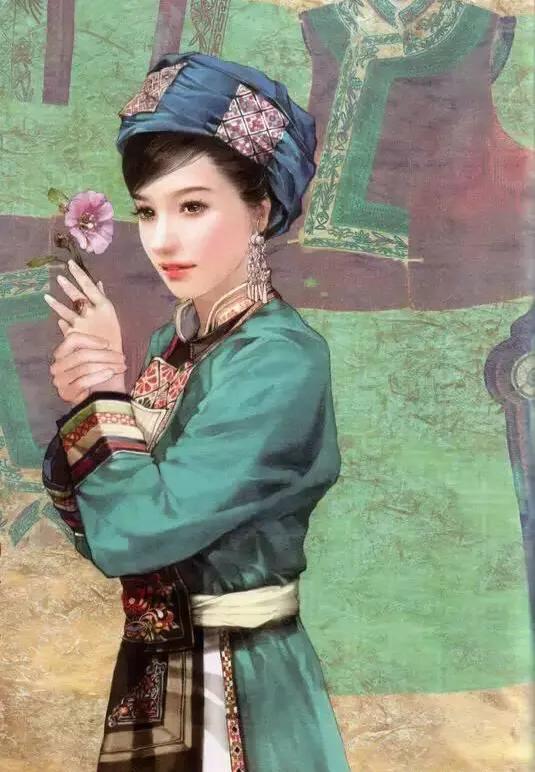 五十六个民族五十六枝花画,五十六个民族人物画高难度