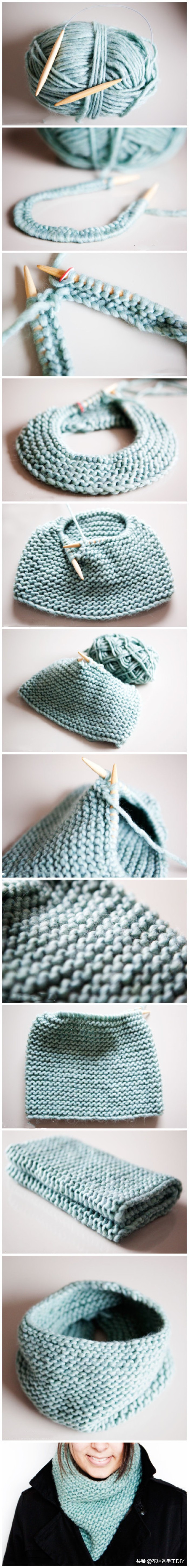 毛线编织围脖花样教程,毛线套头围脖编织教程