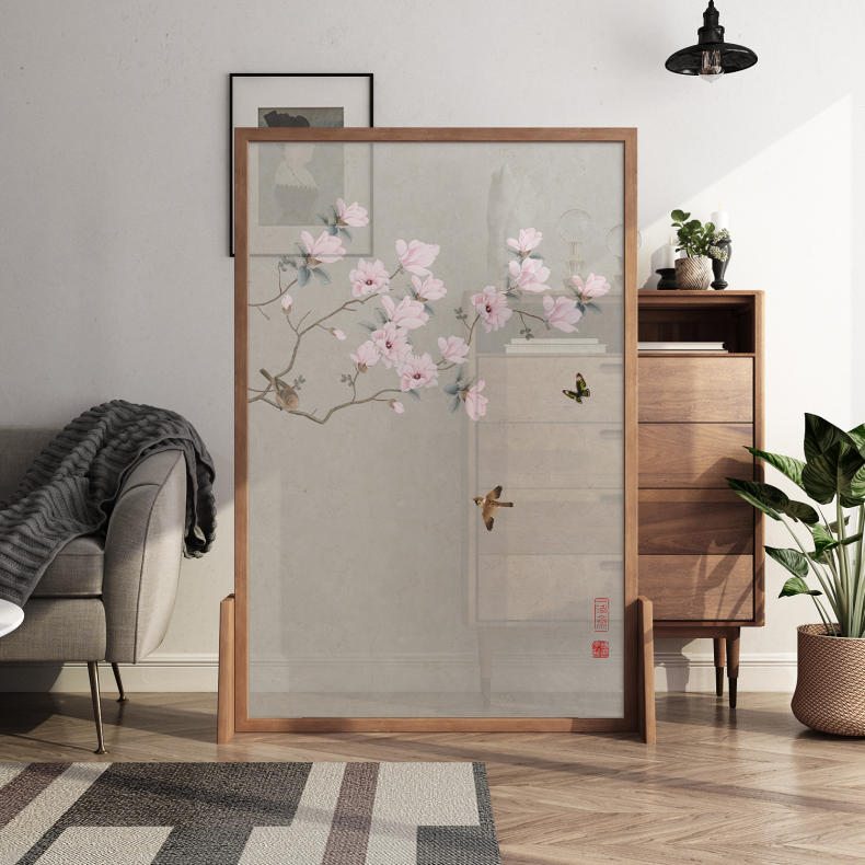 新中式客厅茶室一体屏风,茶室隔断屏风2022年新款半圆形