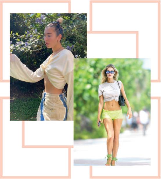 宽松t恤怎么塞衣角复古穿搭,韩版百搭t恤衣角打结神器收腰