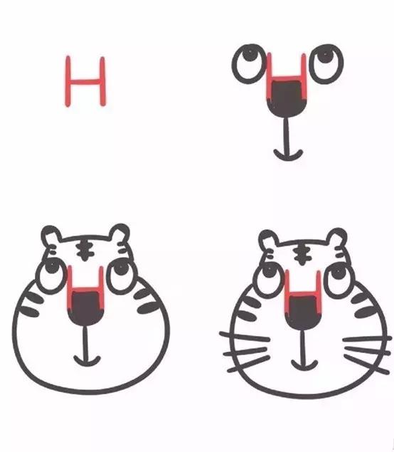 26个英文字母的画法创意简笔画,26幅有趣的字母简笔画