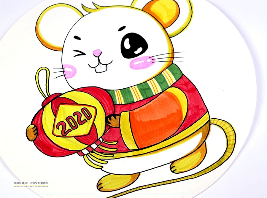 蜡笔画兔子灯笼儿童,小老鼠躲在灯笼里怎么画