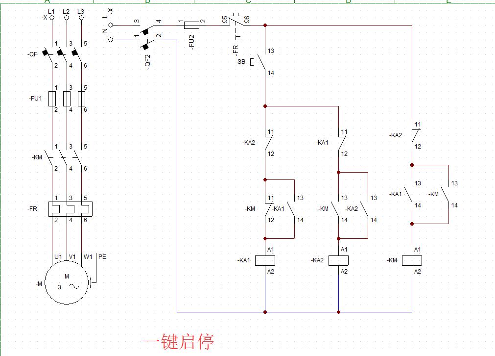 单按钮启停电路原理讲解,起保停电路实物接线原理图