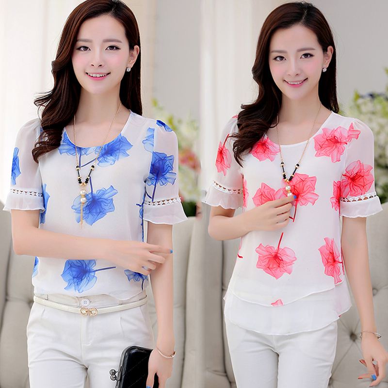 夏季长袖爆款洋气雪纺衫时尚减龄,今夏正火碎花雪纺衫