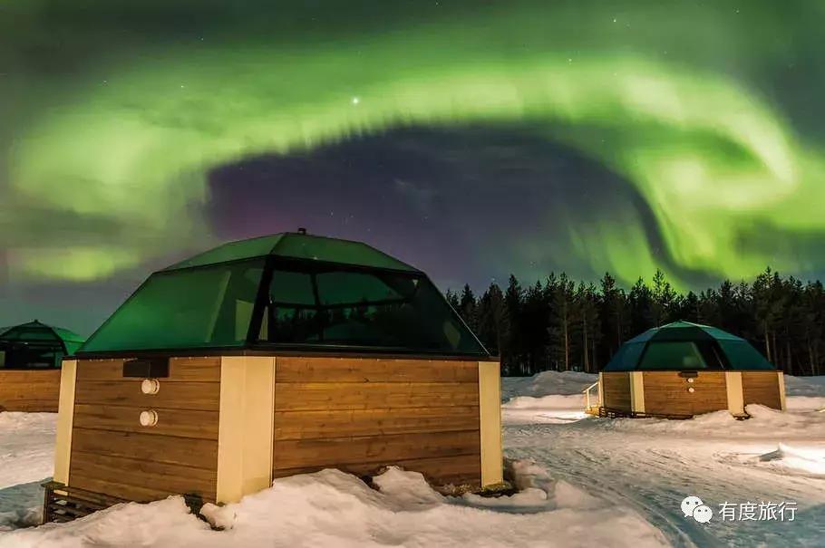 芬兰极光玻璃屋高清大图,芬兰玻璃屋极光横屏