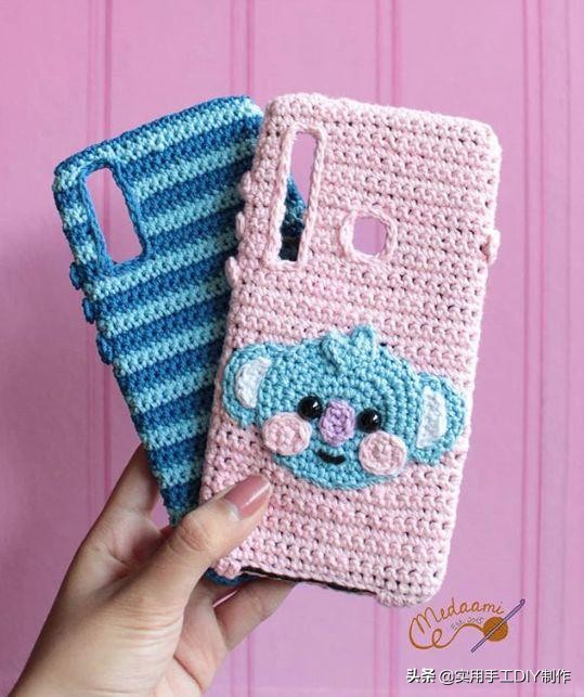 针织手机壳教程全部,萌萌的手机套编织