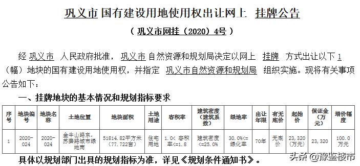 巩义最新土拍,土拍竞争激烈