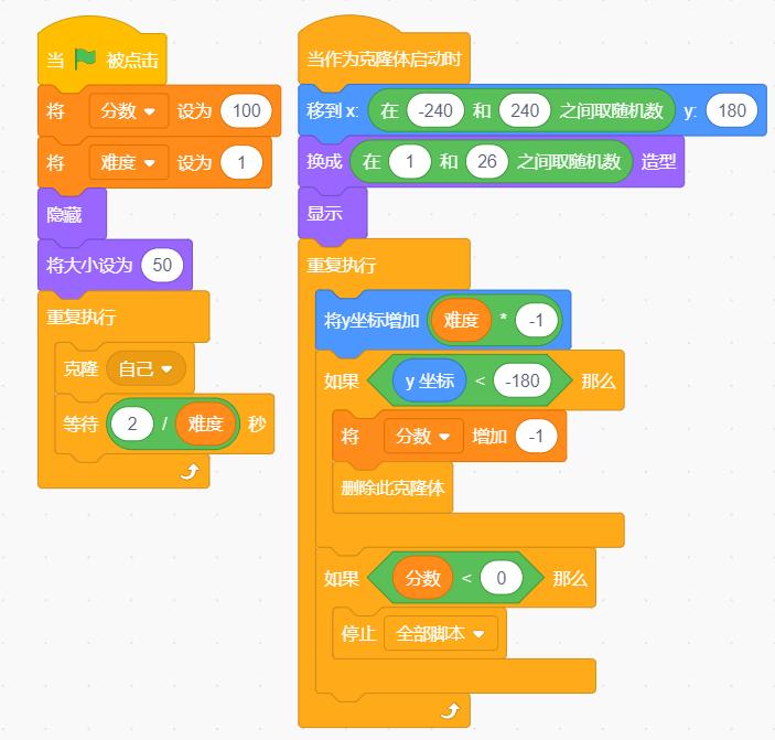 scratch编程制作简单小游戏过程,scratch字母游戏