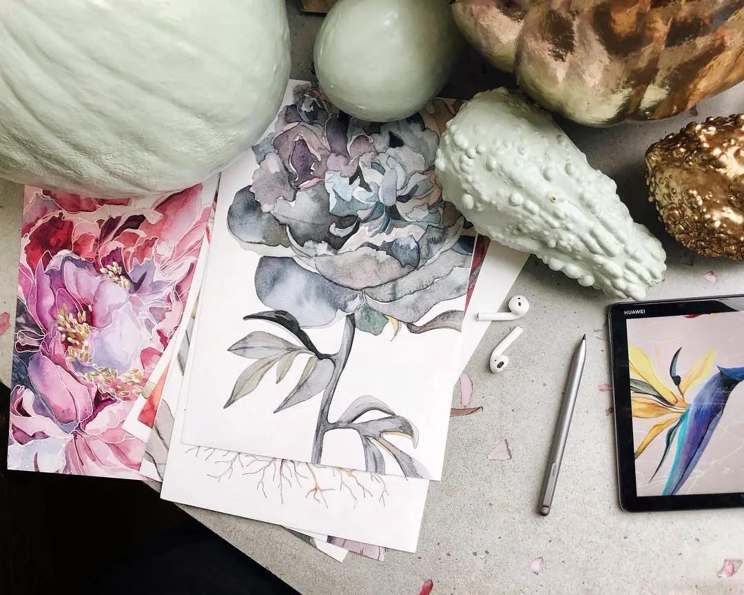 花卉墙绘,墙绘花卉色彩作品