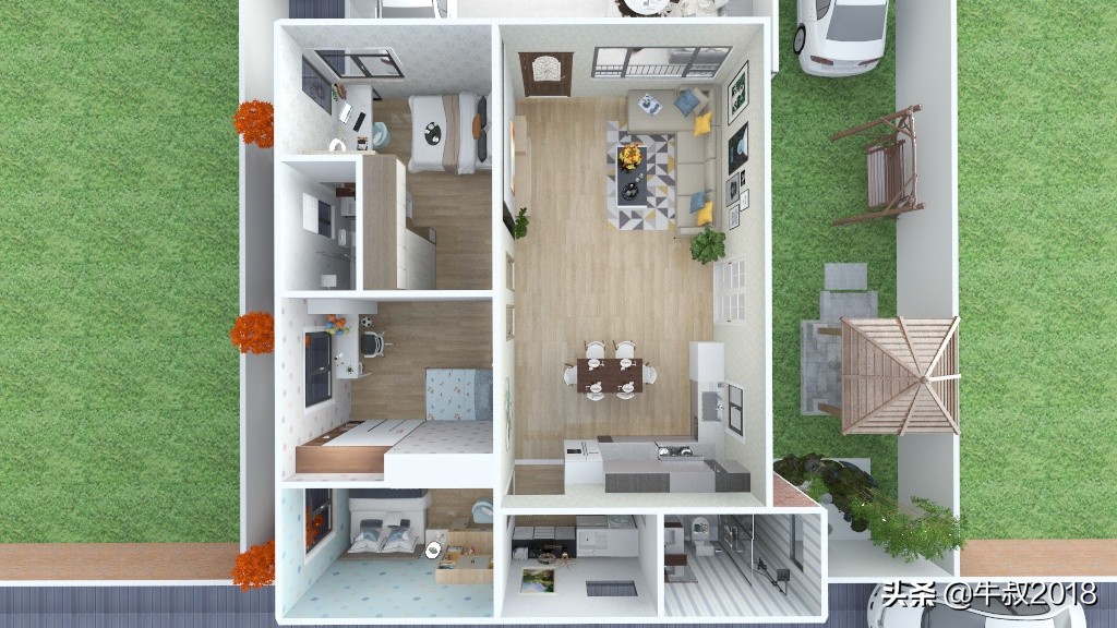 乡村养老别墅带庭院,农村简单养老房小户型设计