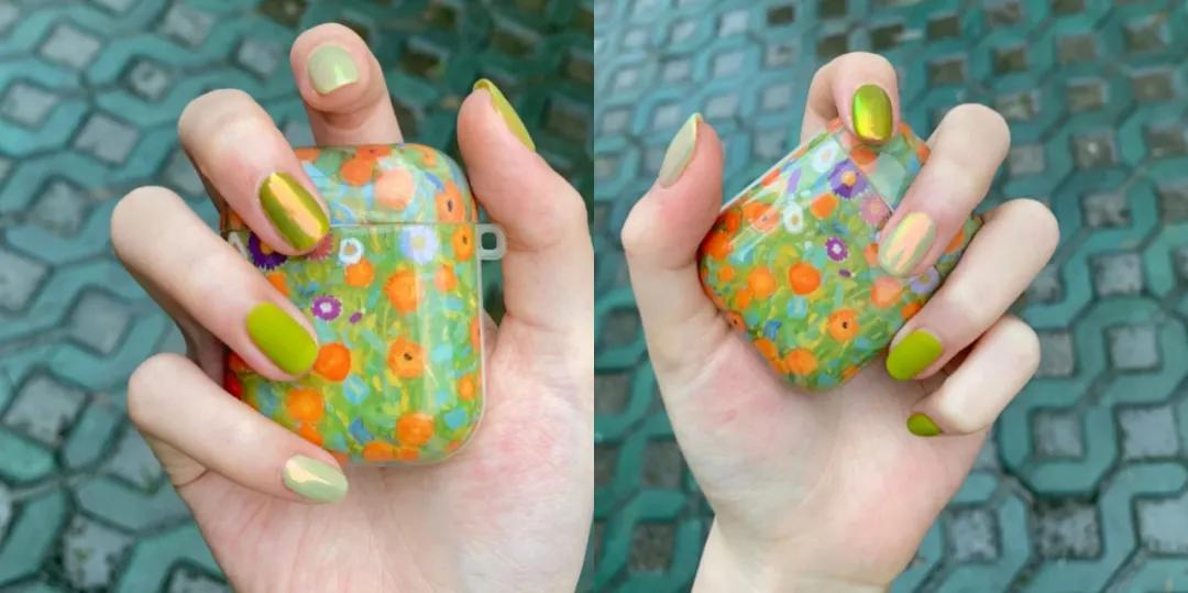 仙女甲冰透极光款式图片,纯色短甲颜色搭配高级感