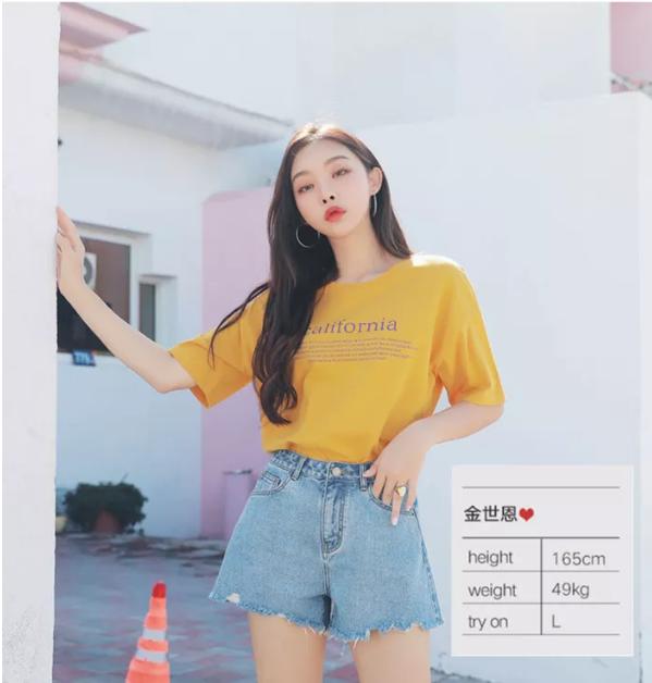 新款韩版印花宽松纯棉女t恤,夏季新款大码女装印花t恤
