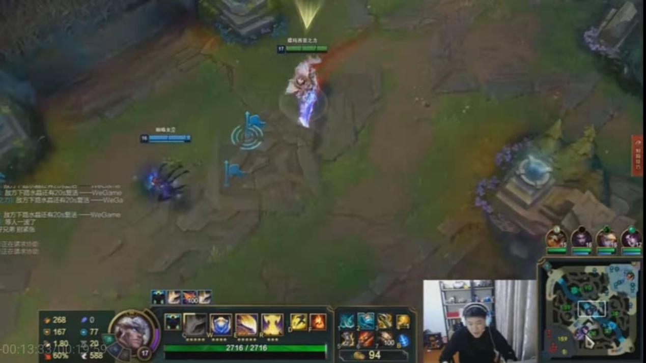 LOL霸哥试玩火叉流盖伦，单局16杀所向披靡，李佳航却吃醋了