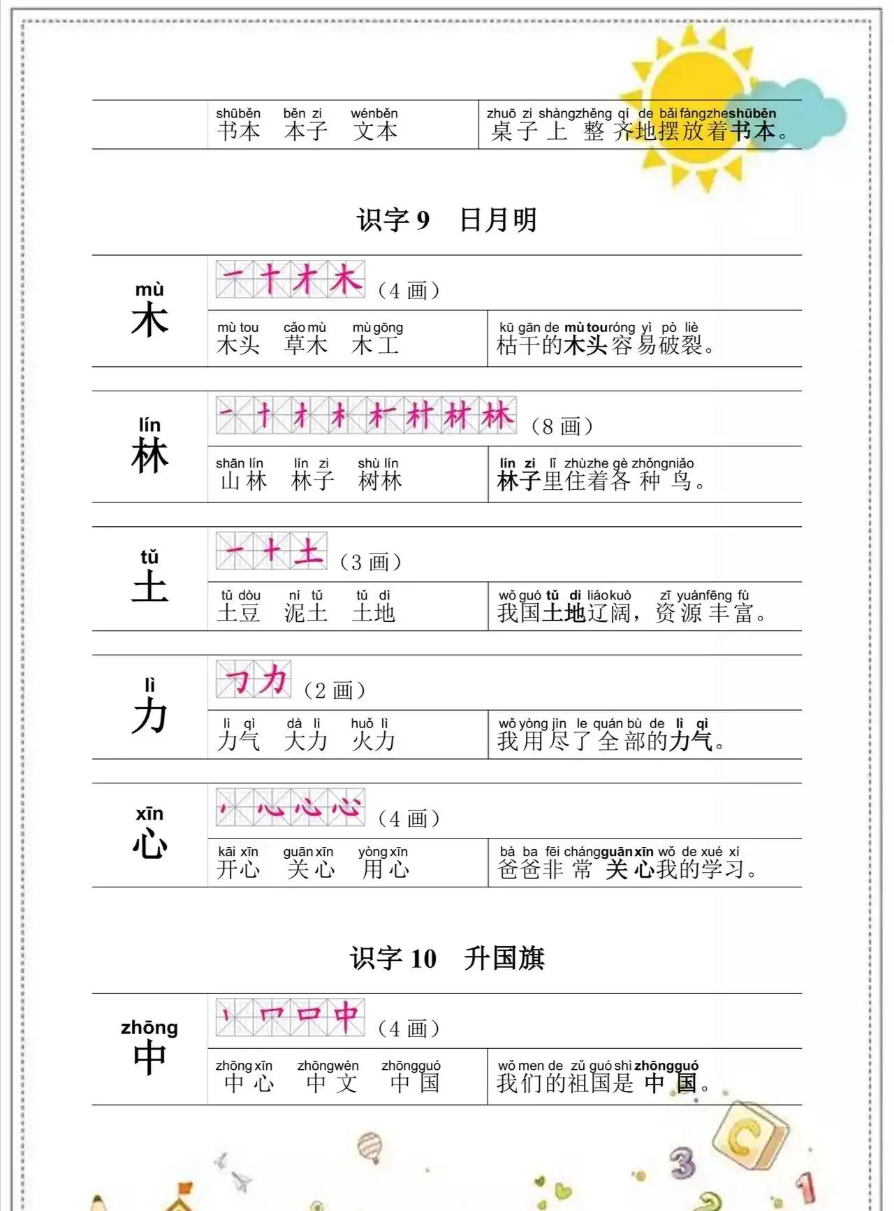 一年级语文上册知识点归纳总结,一年级语文上册生字表
