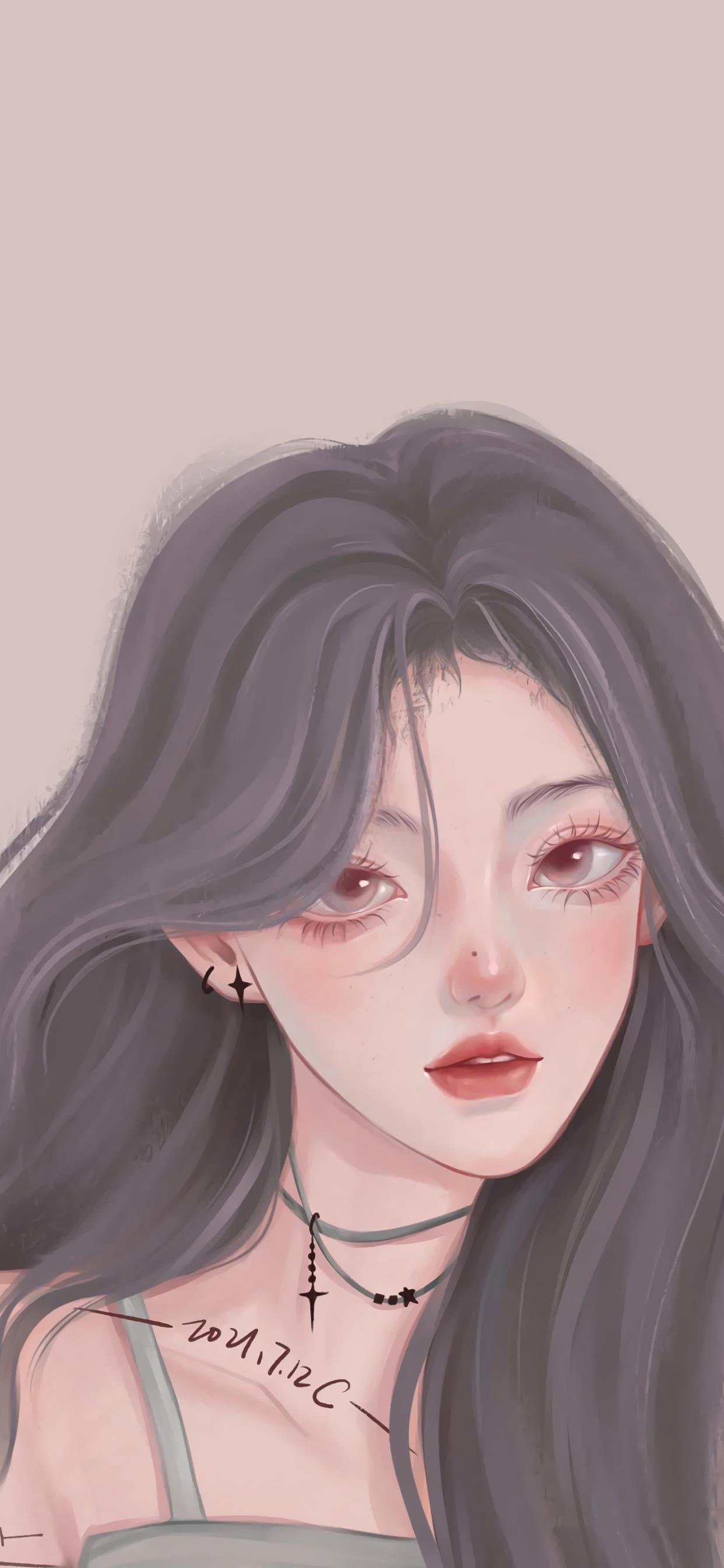 好看的女生壁纸插画图,插画小清新女生壁纸