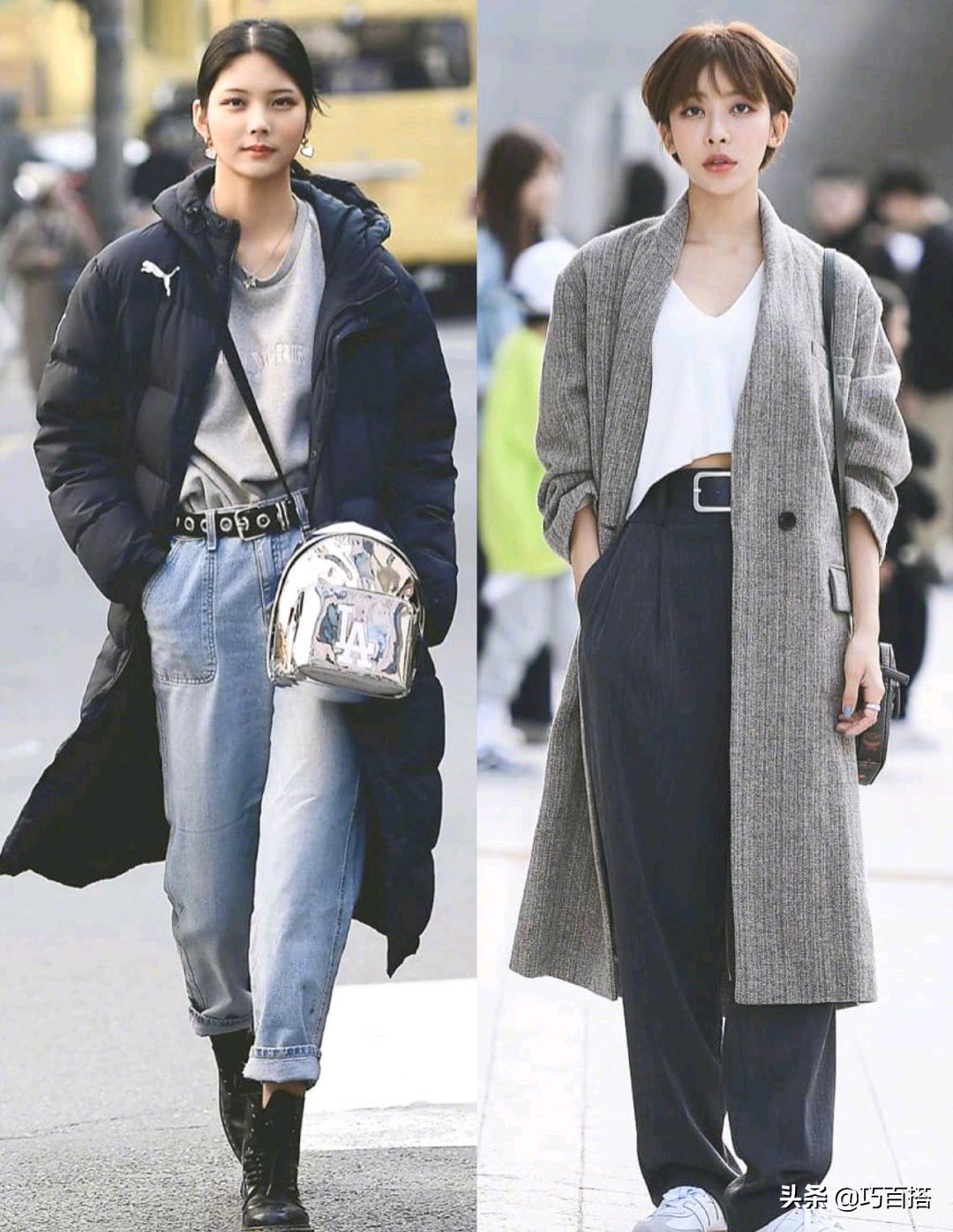 韩国美女明星夏街拍穿搭,韩国时装周潮人牛仔外套街拍