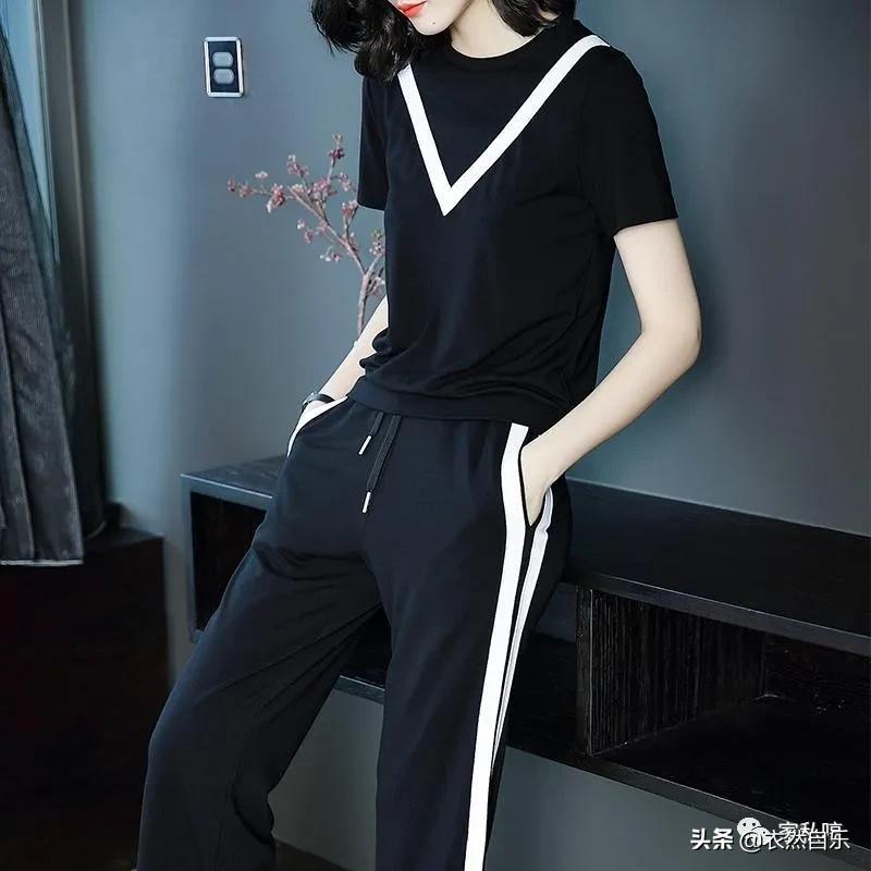 休闲阔腿裤套装修身显瘦,夏天穿凉鞋的高级阔腿裤