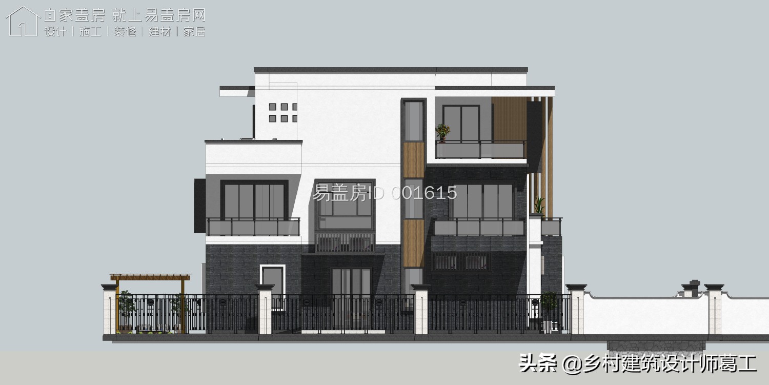 西向现代风三层别墅,现代风2间三层带院子别墅