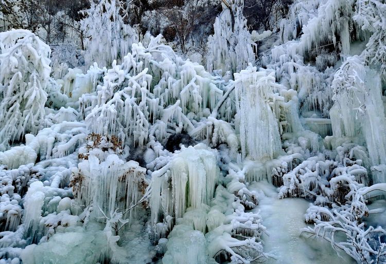 九如山冰瀑打卡,济南九如山绝美冰瀑美图
