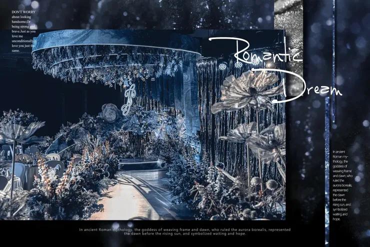 蓝色系婚礼大堂效果图片高清,农村小院内婚礼现场布置粉蓝色系