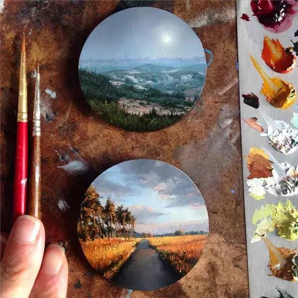 去艺术馆旅游回来画一幅画,油画风景随身带