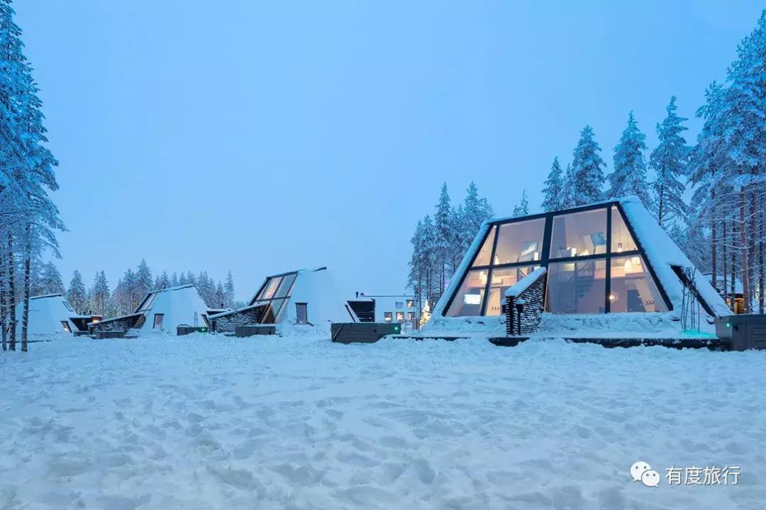芬兰极光玻璃屋高清大图,芬兰玻璃屋极光横屏