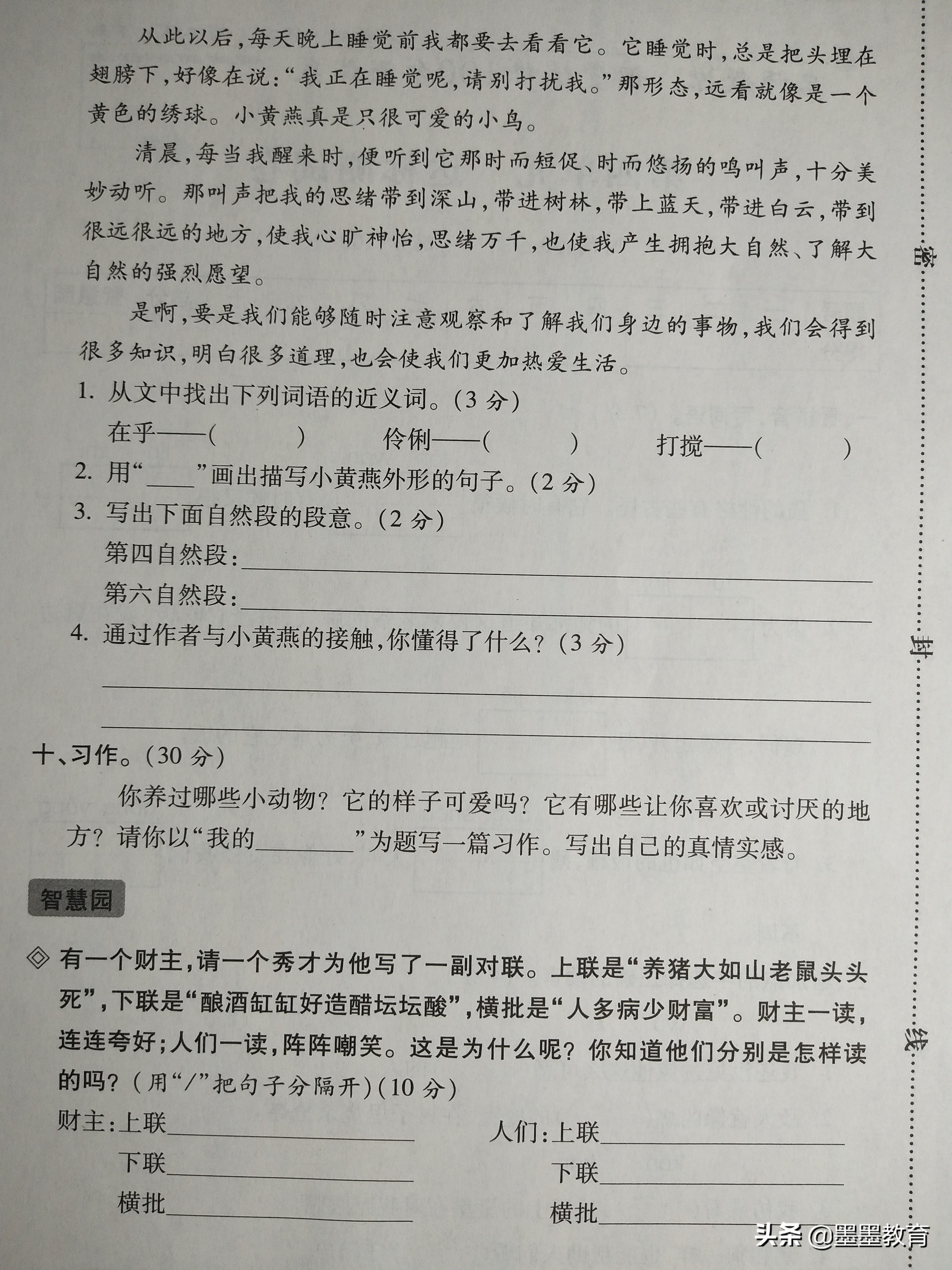 语文四年级下第四单元测试卷答案,语文四年级下第四单元达标检测卷