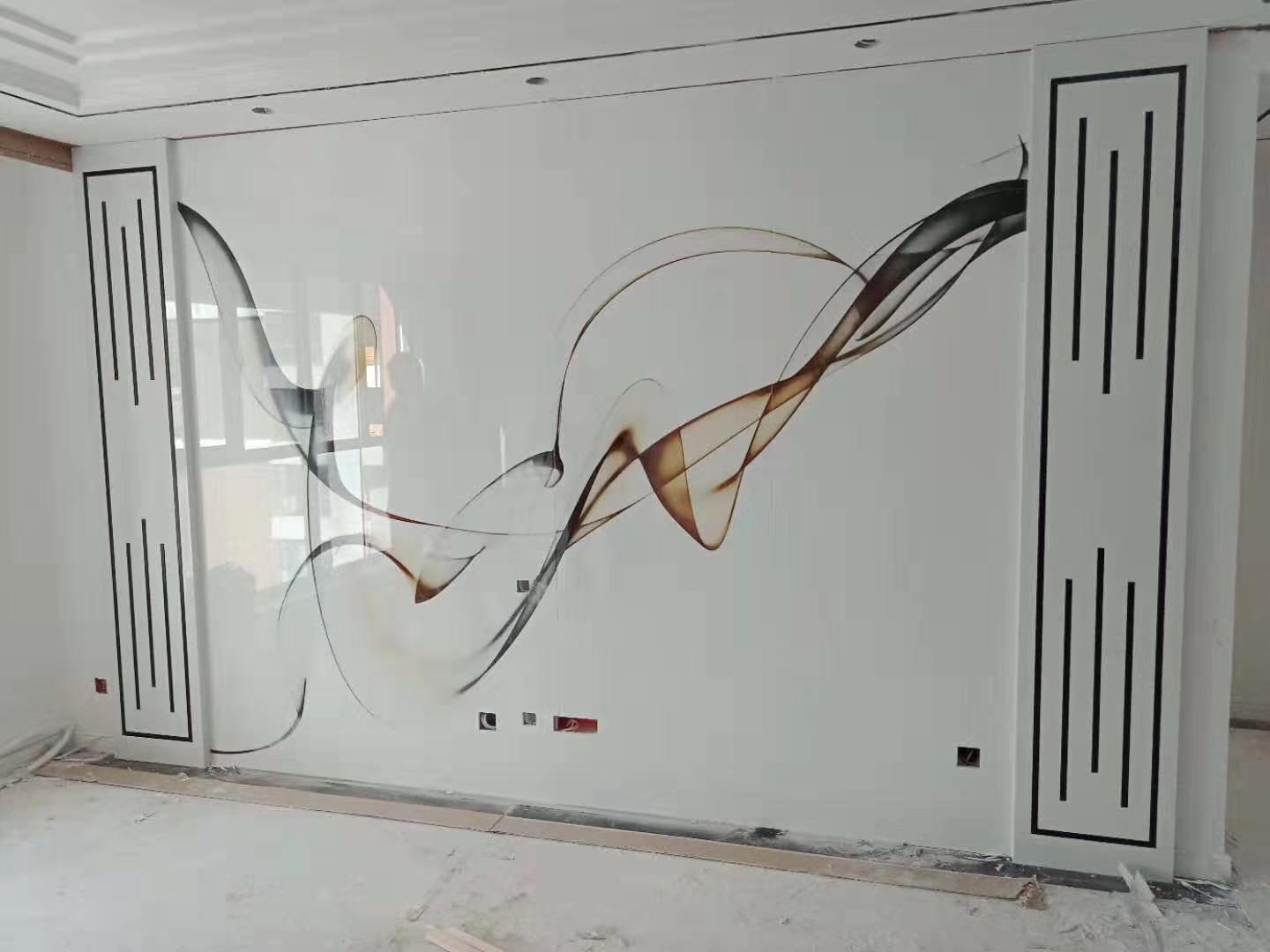 金属线造型电视背景墙,隐形门背景墙加金属线效果