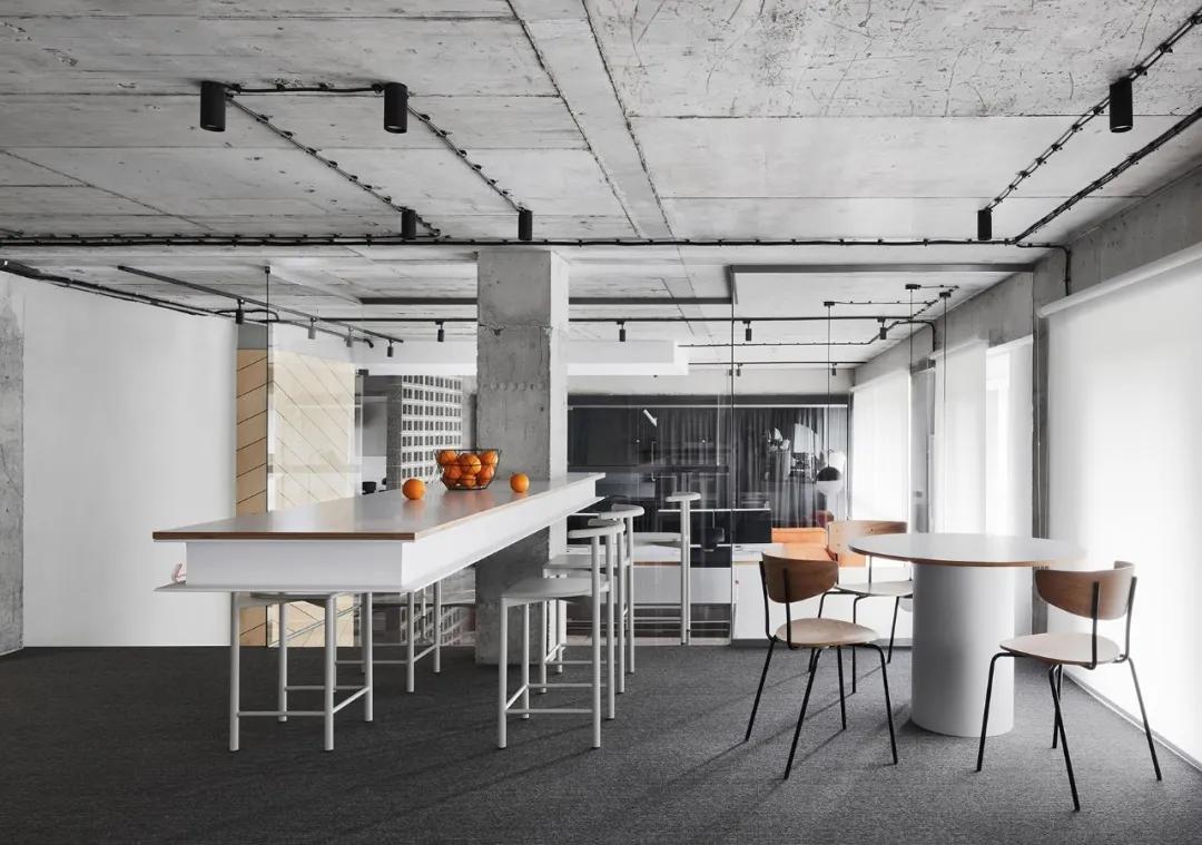 极简办公室水吧台组合效果图,现代轻奢办公室吧台