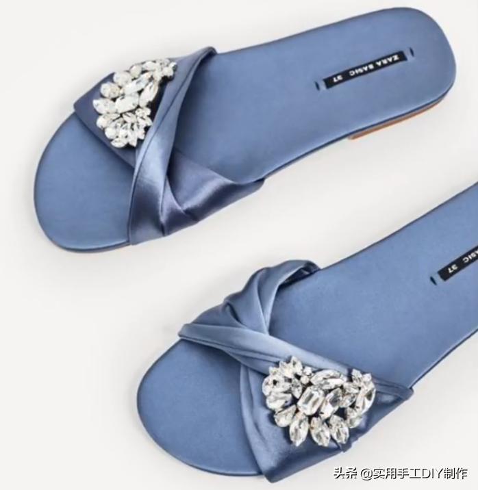 斜条纹小蝴蝶结拖鞋的织法,蝴蝶结草编拖鞋