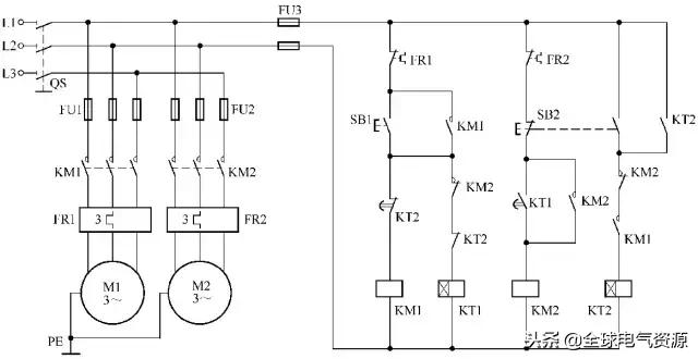 电动机综合保护器电路图及接线图,两台电动机顺序启动逆序停止电路图