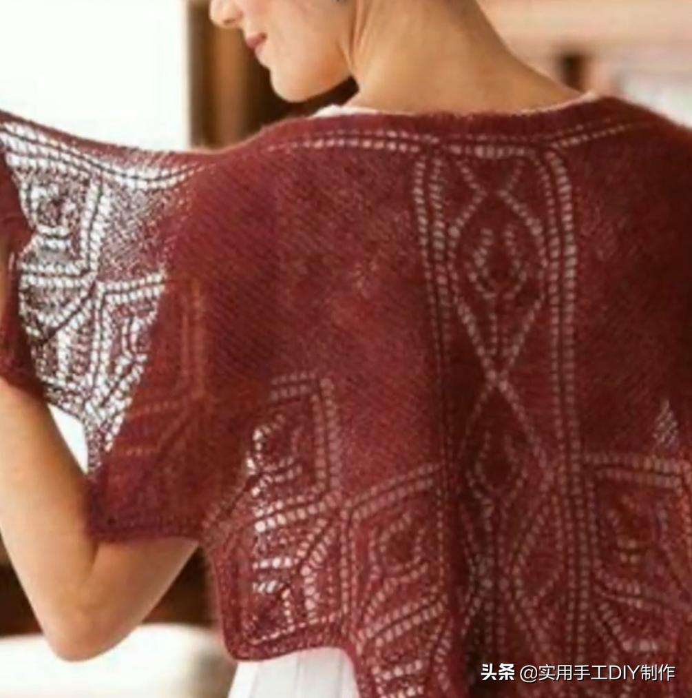 彩色蕾丝钩织披肩拼接花,晓夏手工钩编扇形花披肩