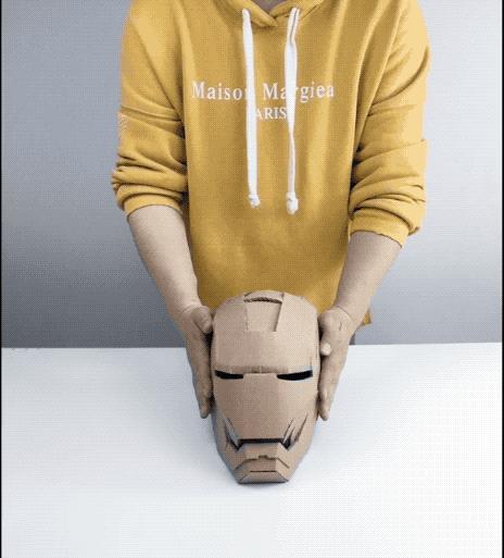 钢铁侠头盔纸板教程,钢铁侠头盔用纸箱做