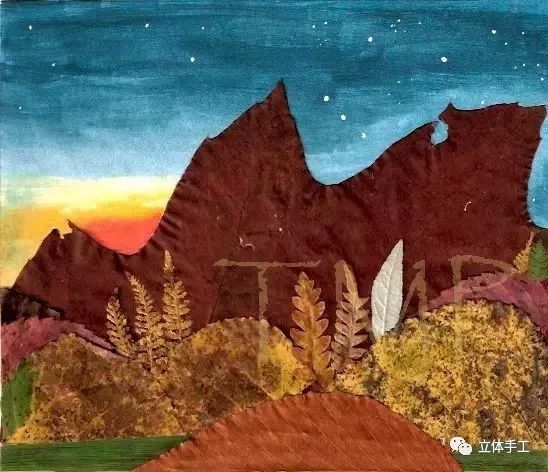 落叶拼贴画图片大全,落叶和花草拼贴画