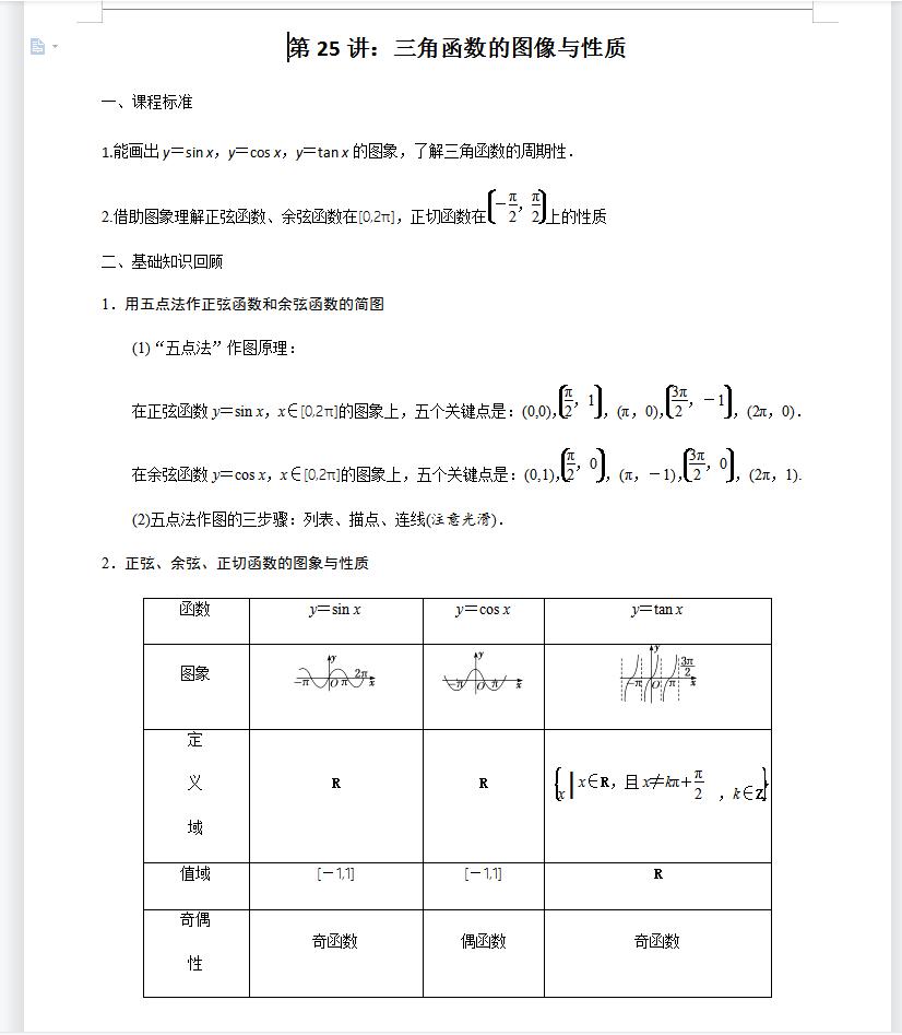 数学必修一最难的是三角函数,数学必修一三角函数总结图片