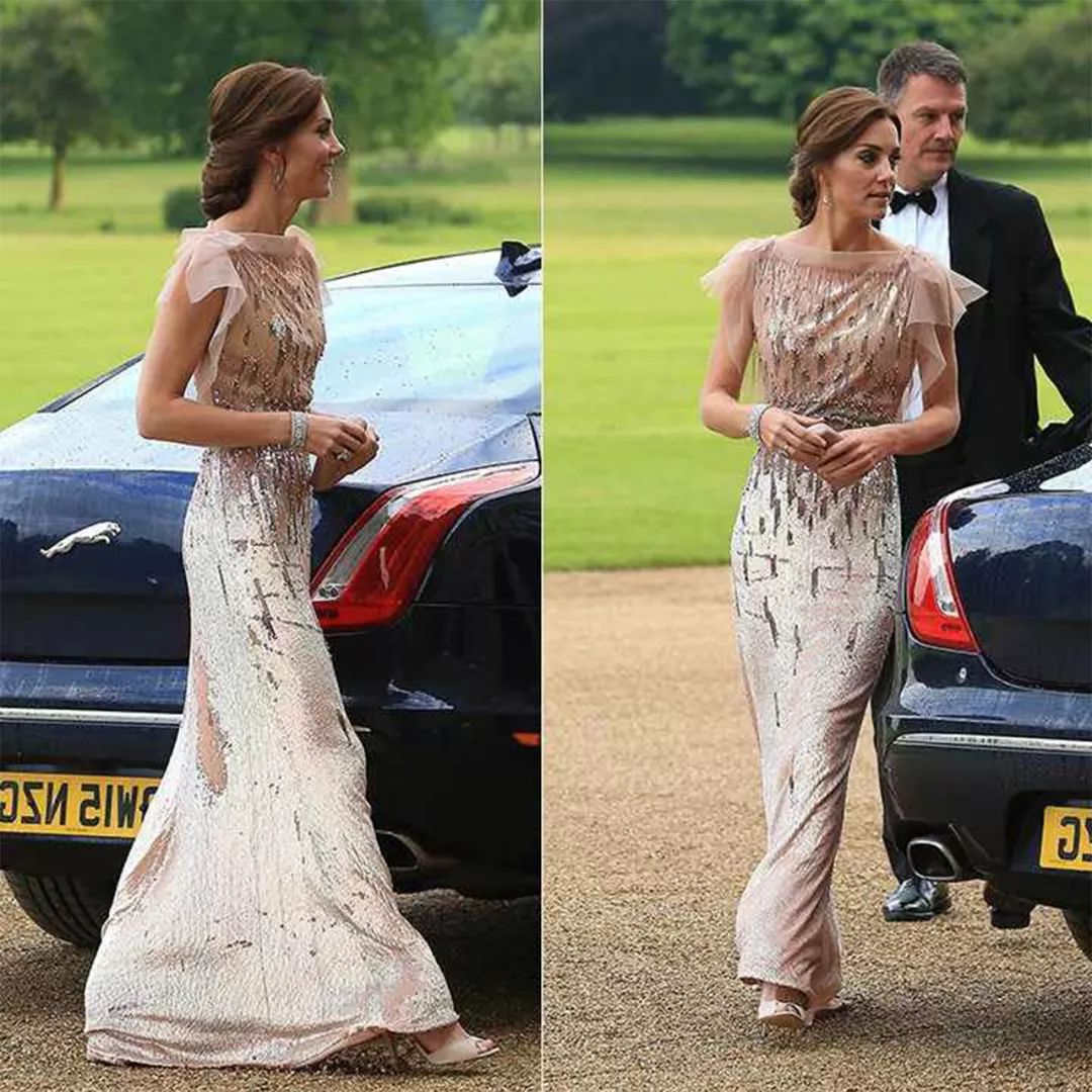 凯特王妃金纱裙,凯特皇妃透纱裙短袖