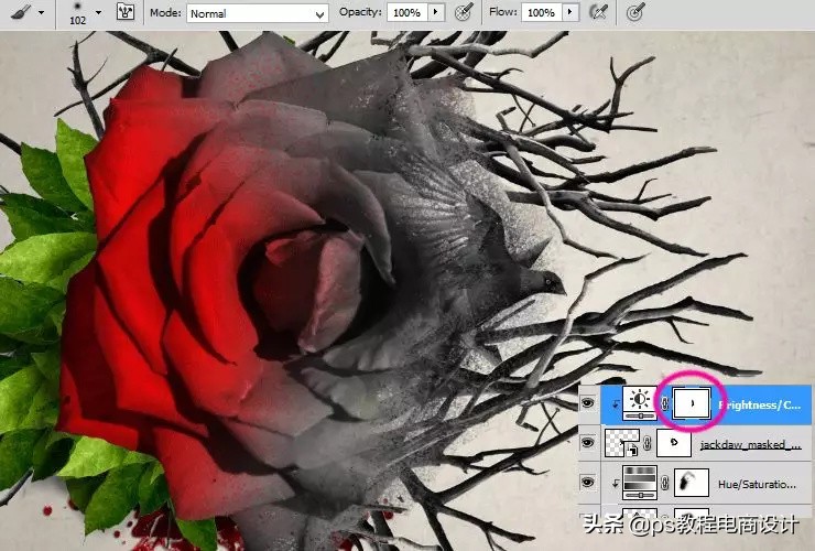 ps怎么把玫瑰变成金黄色,ps蝴蝶和鲜花合成