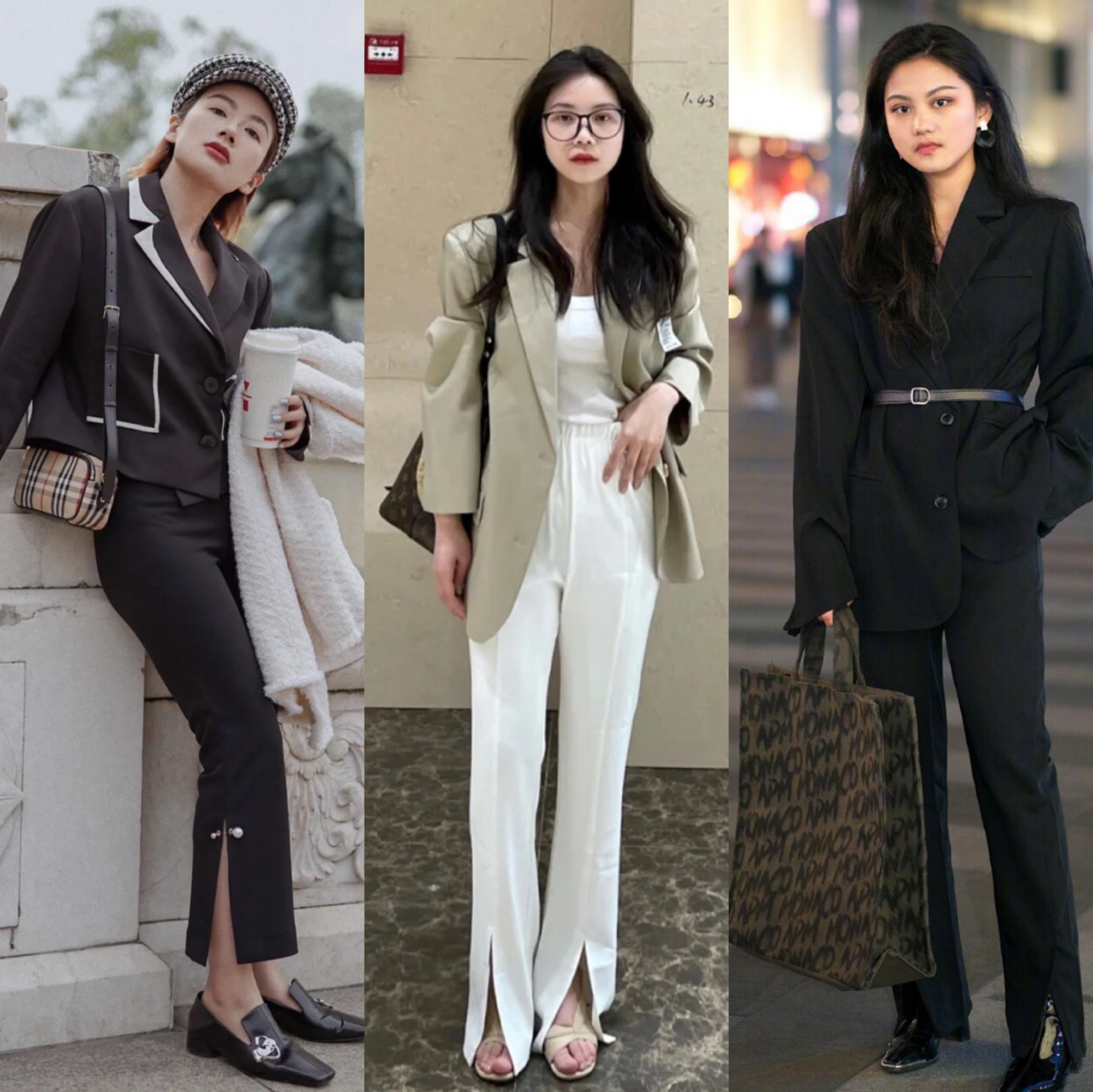 高腰牛仔开叉裤春季穿搭,今年最火的开叉裤款式