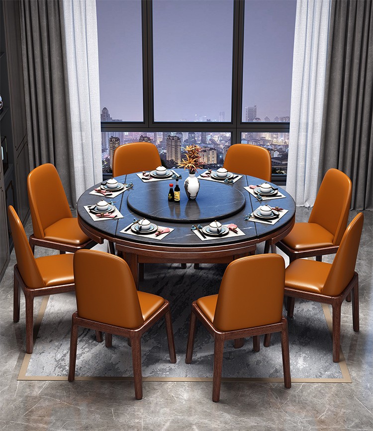 “新中式”伸缩实木餐桌一出，大圆桌过时了！整洁美观，太机智了