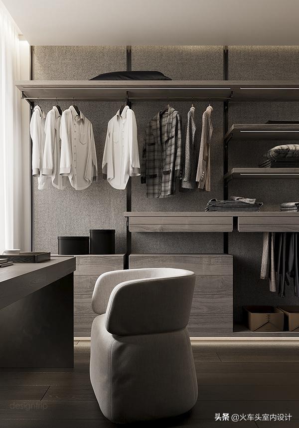 走入式衣帽间设计效果图轻奢风,轻奢简约大气衣帽间