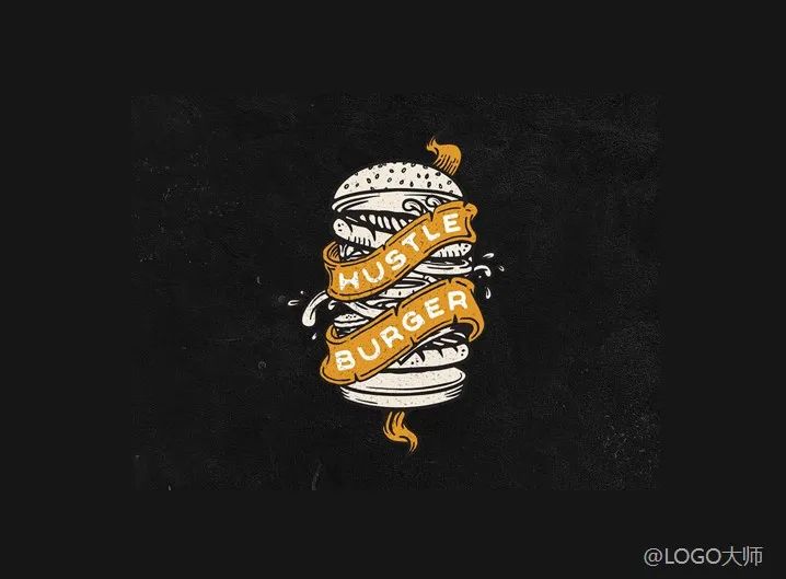 汉堡logo背景设计效果图,汉堡LOGO设计