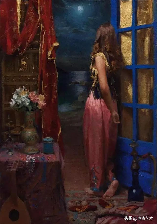 西班牙画家画美女的炉火纯青技法——盘古艺术油画