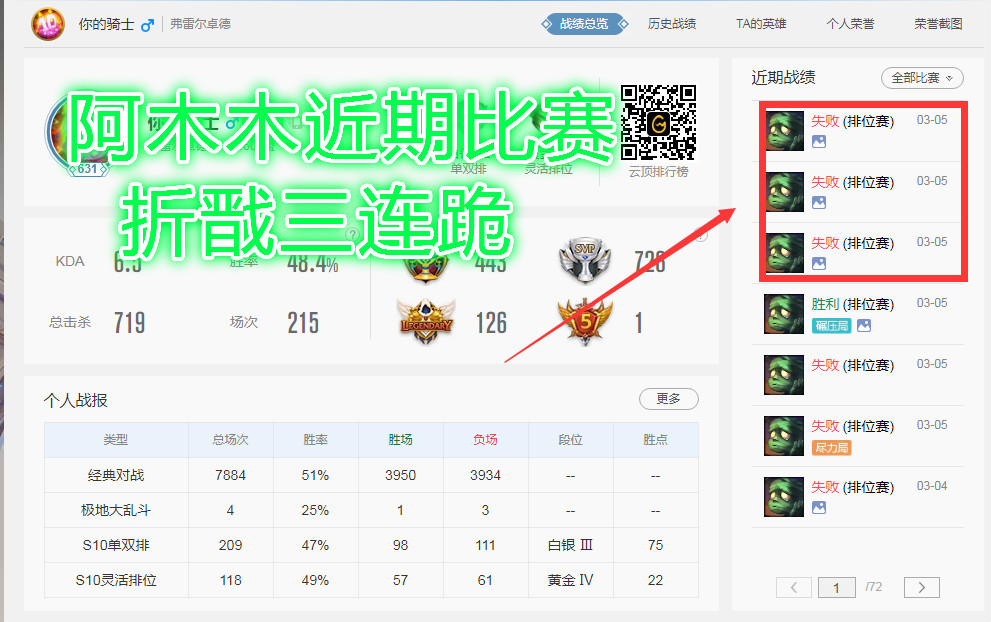 阿木木人力柱玩家你的骑士,2万2千场排位对决到底能到什么段位?