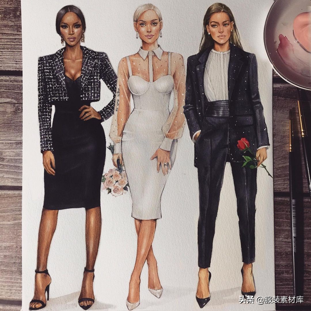 100幅手绘画图片大全,时装画手绘100例书